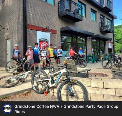 Grindstone Party Pace group ride outside Phat Tire Bike Shop